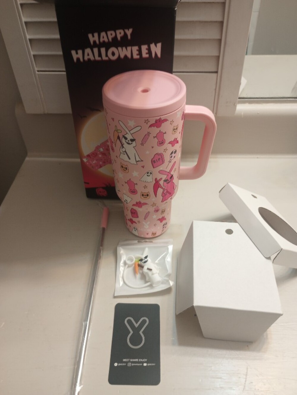 Meoky 40 Oz. Halloween Special Edition Pink Bunny Tumbler New With Box